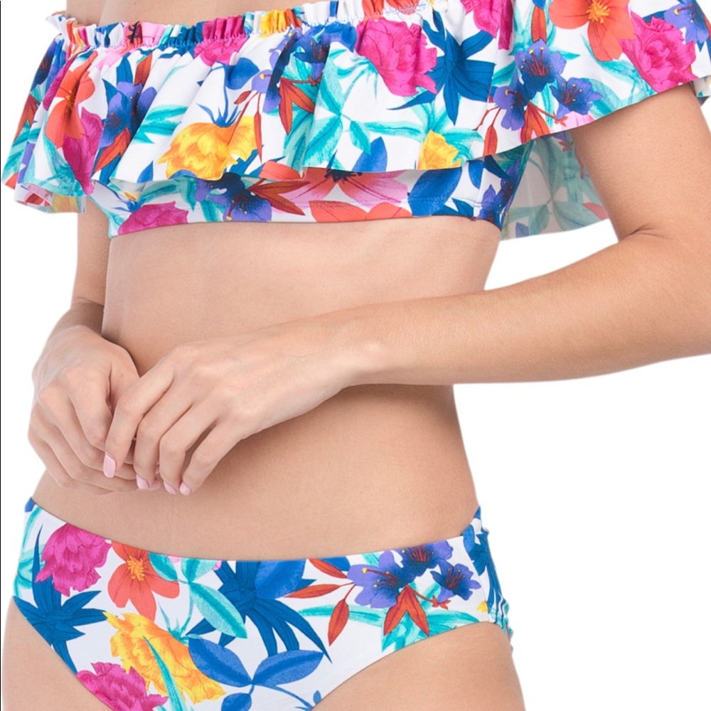 Bleu Rod Beattie Floral Bandeau Bikini Sz 10. NWT